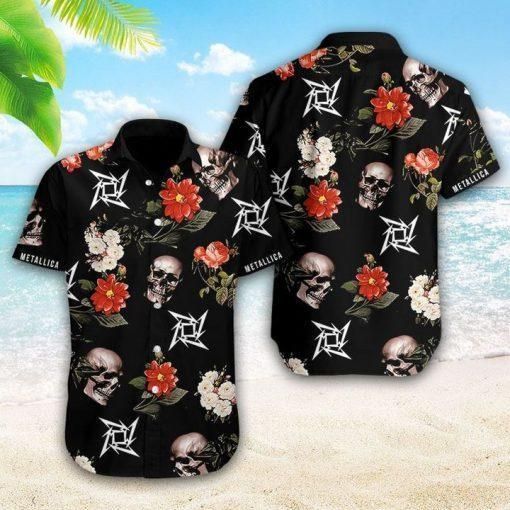 Metallica Skull Hawaii Shirt White Men Women Beach Wear Short Sleeve Combo Ha87682