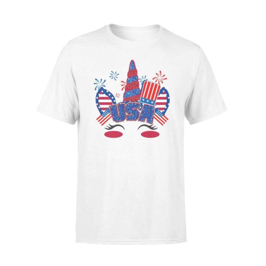 Unicorn USA American Flag 4th of July – Standard T-shirt