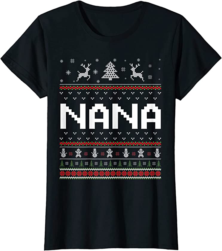 Womens Nana Ugly Holiday Party Matching Ugly Christmas Sweater T-Shirt