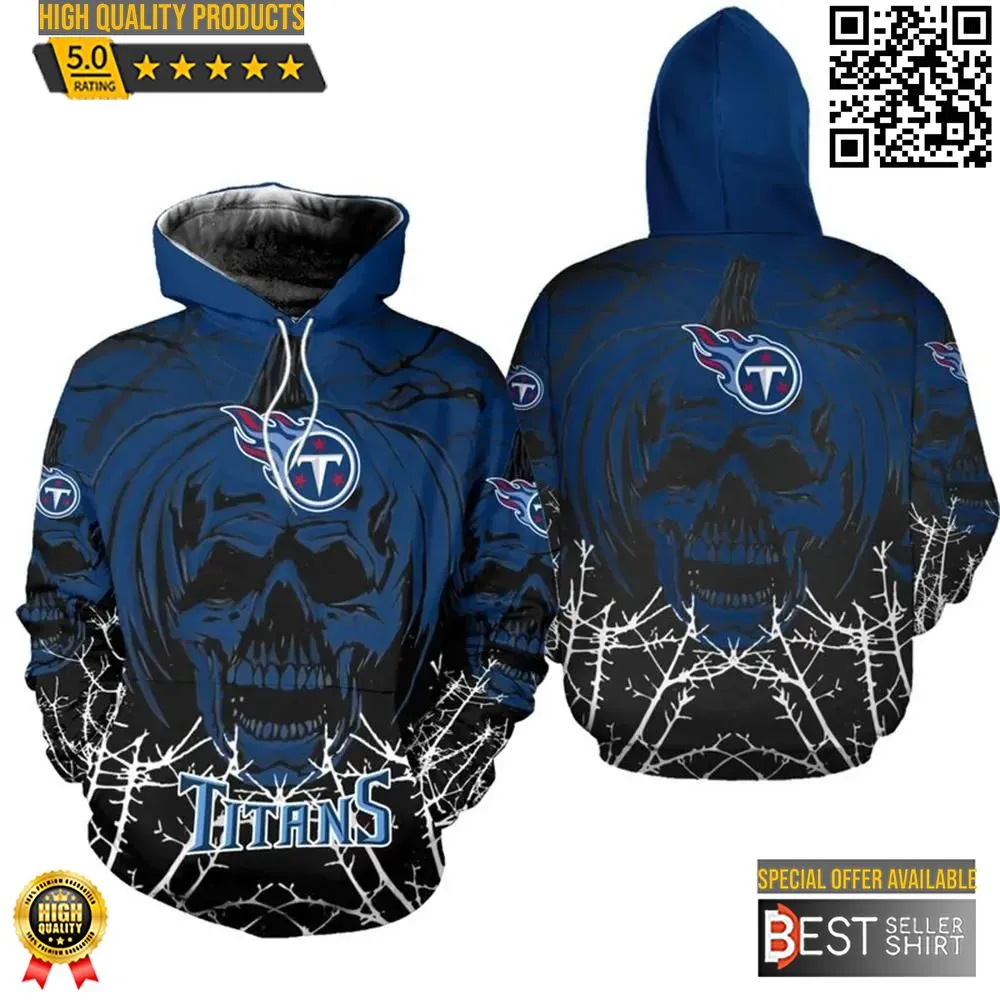 Tennessee Titans Logo Halloween 3D Hoodie Football Jersey 3D Pumpkin