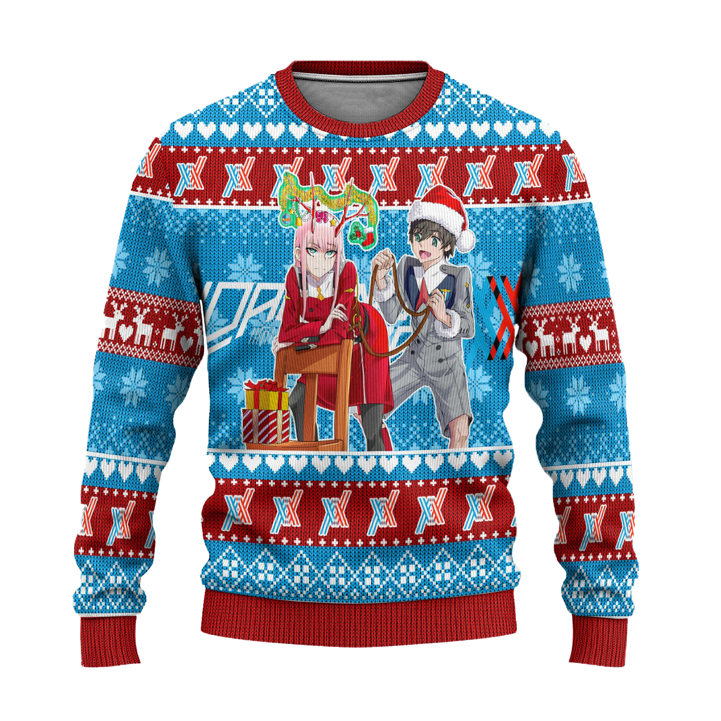 Zero Two X Hiro Anime Ugly Christmas Sweater 2023 Custom Darling In The Franxx Xmas Gift