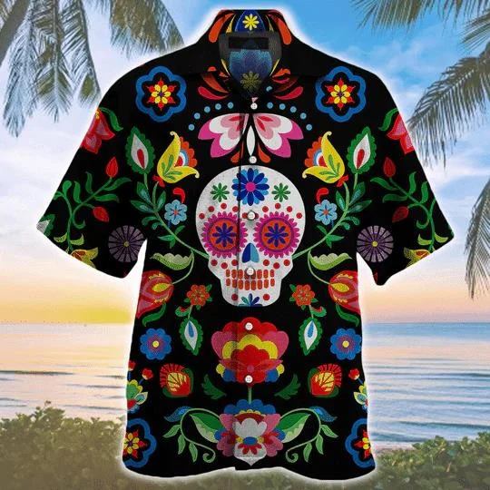 Sugar Skull Pattern Colorful Elements Hawaii Shirt Ha60988