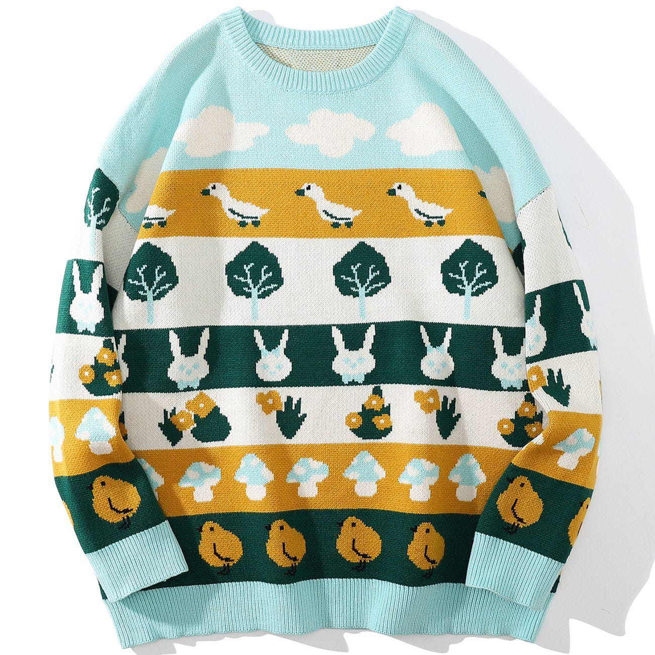 Talishko™ – Cartoon Pattern Contrast Knit Sweater