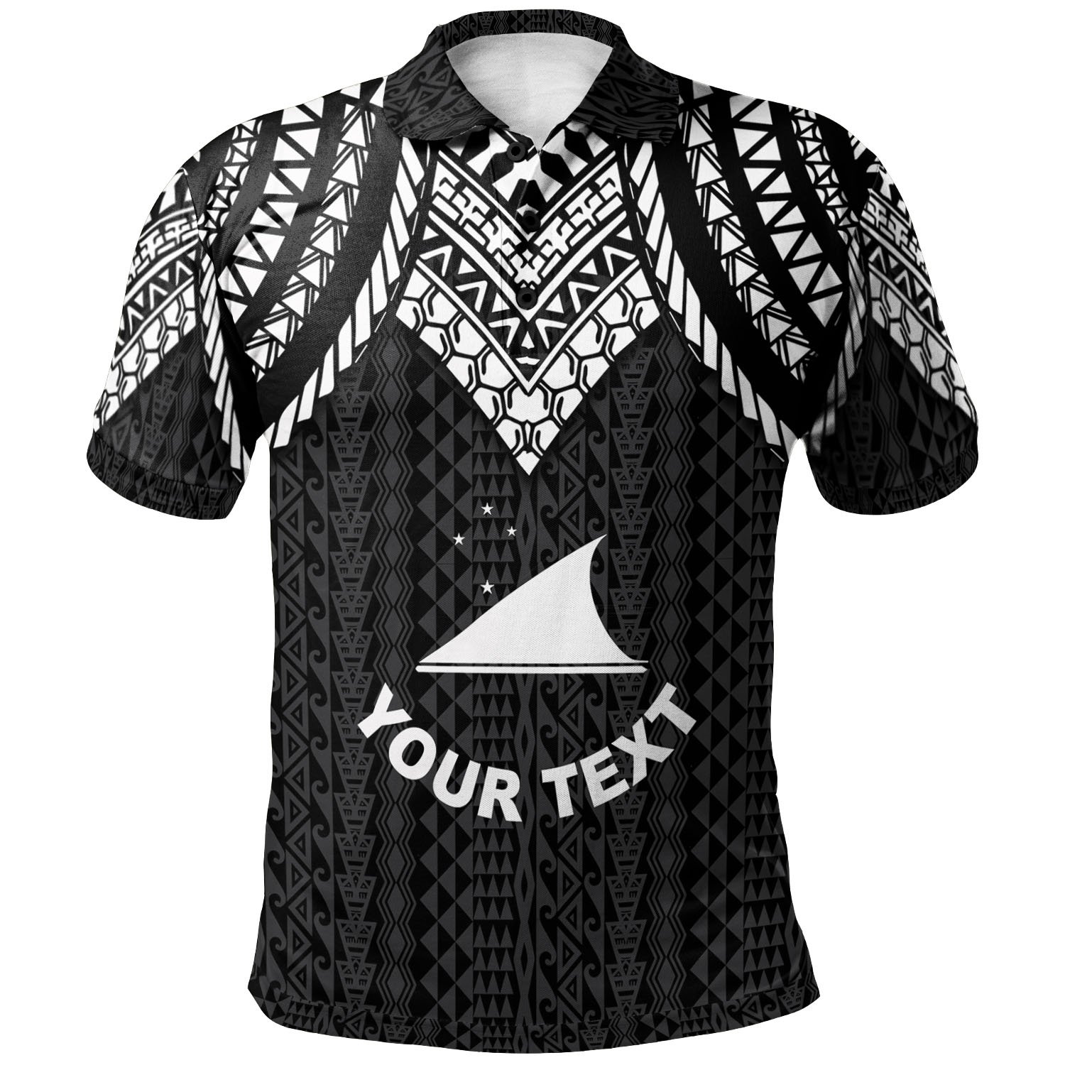 Tokelau Custom Personalised Polo Shirt – Polynesian Armor Style Black – BN39