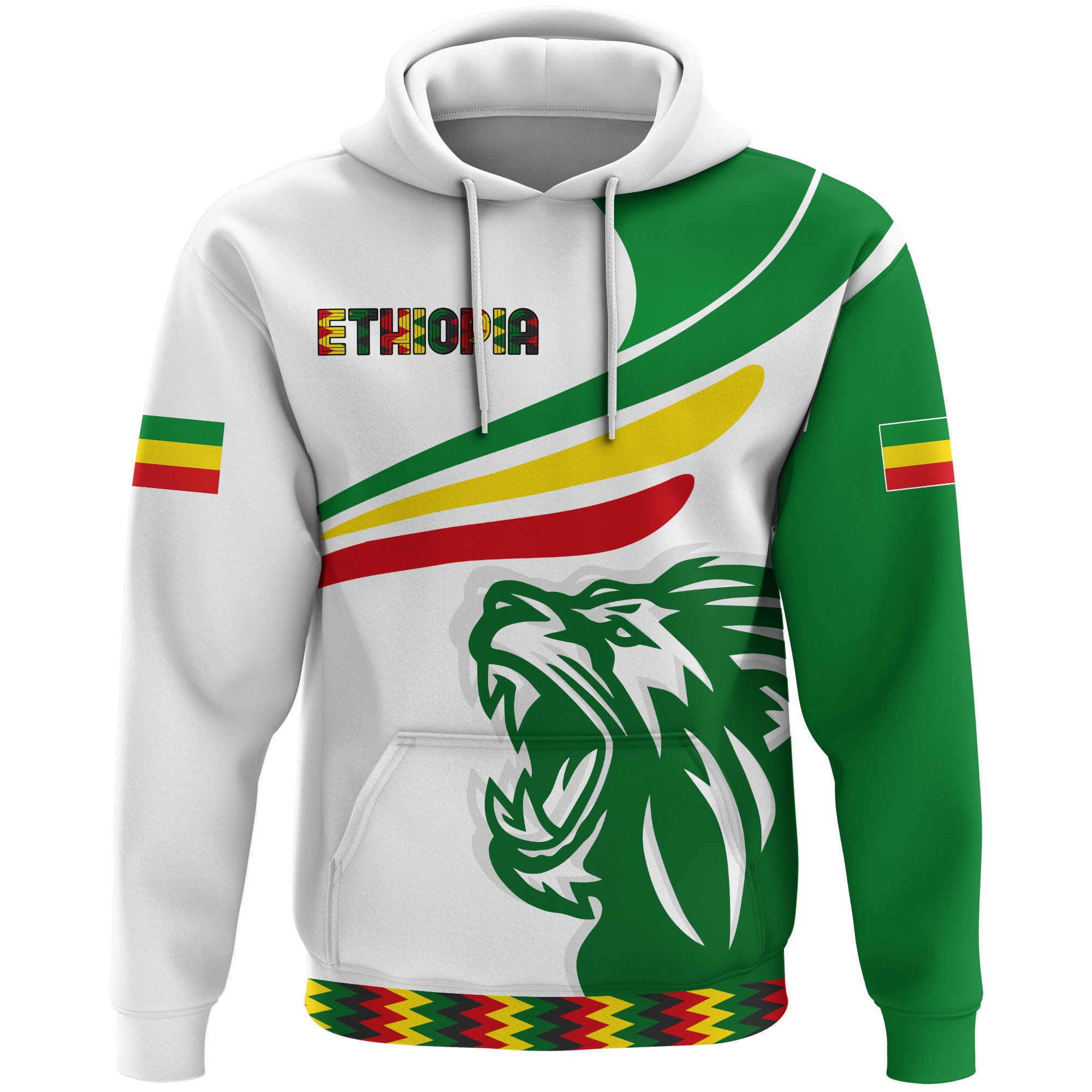 1stTheWorld Ethiopia Hoodie, Ethiopia Flag Lion Fly A10