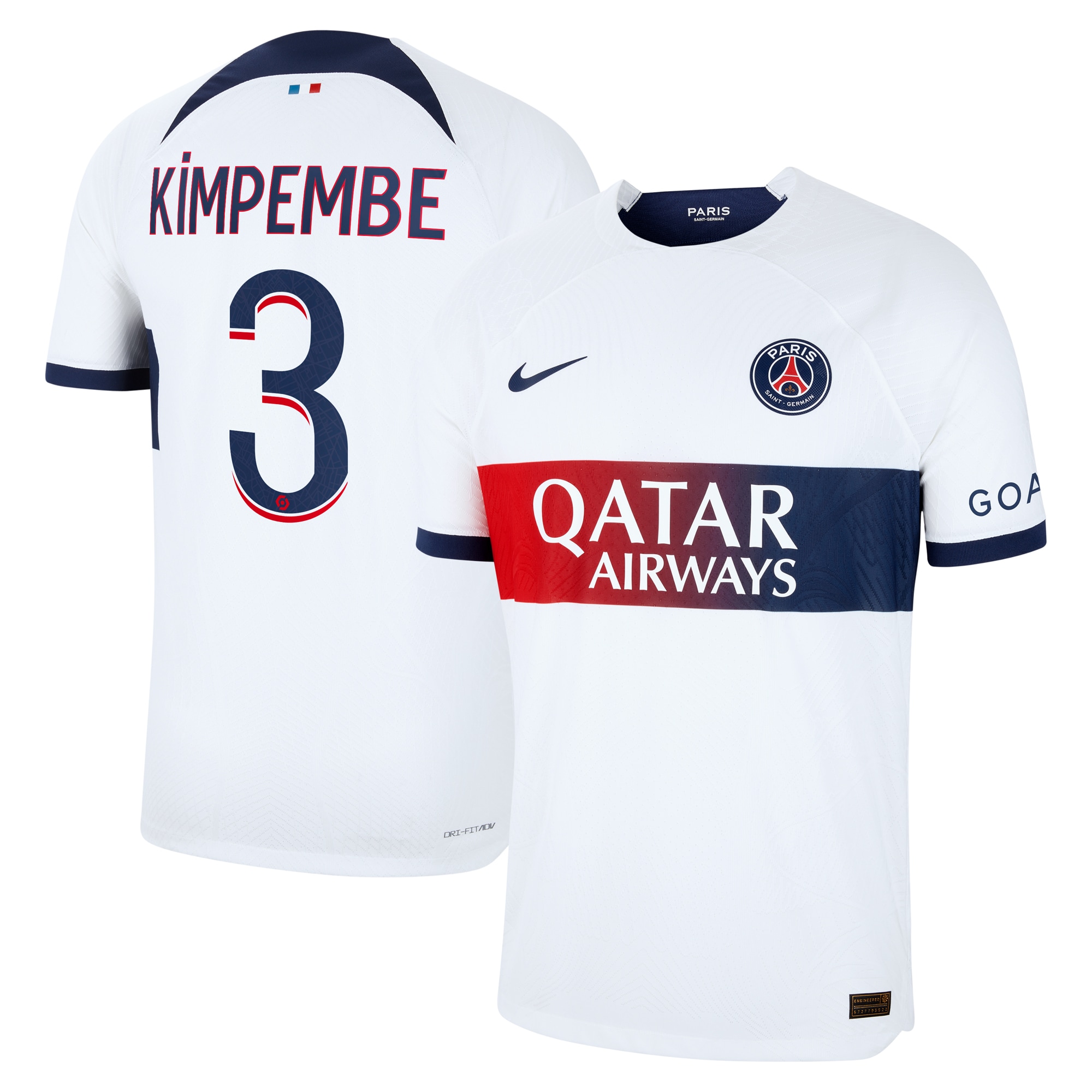 Presnel Kimpembe Paris Saint-Germain 2023/24 Away Match Authentic Player Jersey – White