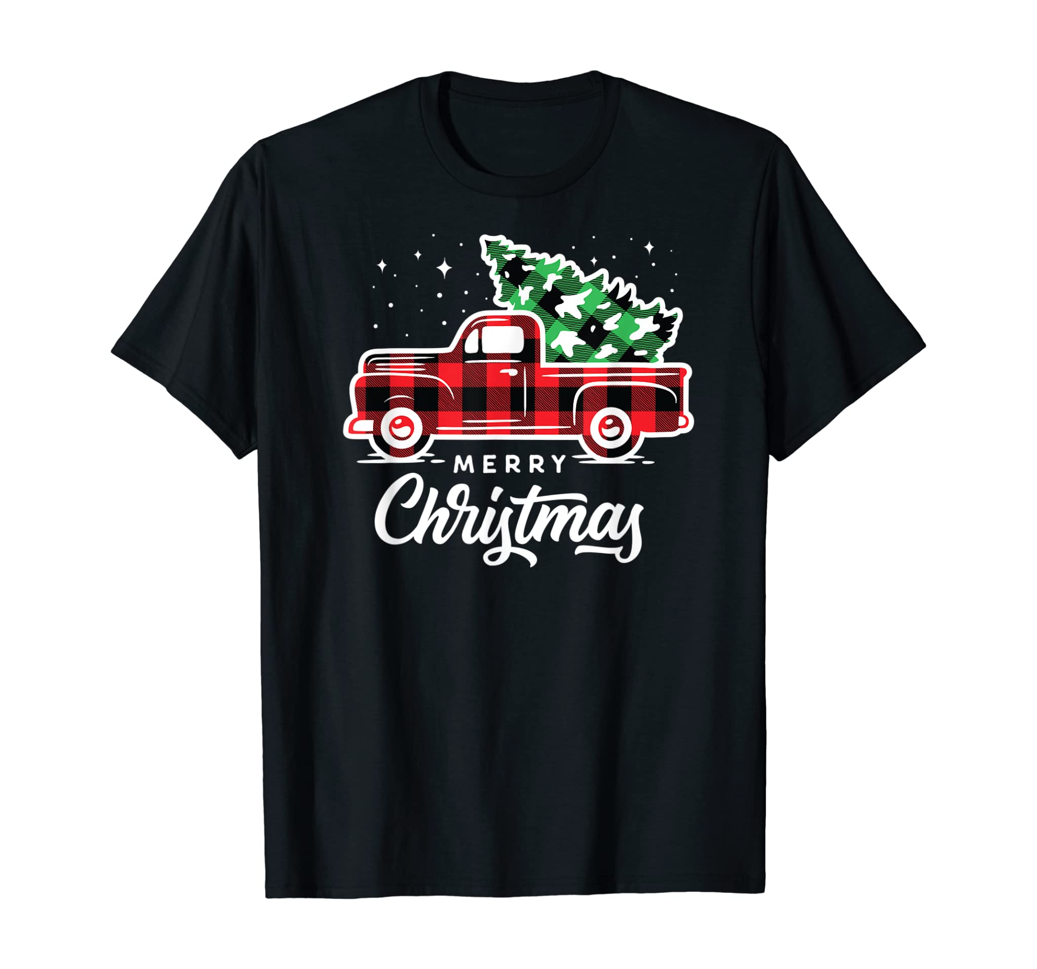 Vintage Style Farm Red Truck With Christmas Tree T-Shirt