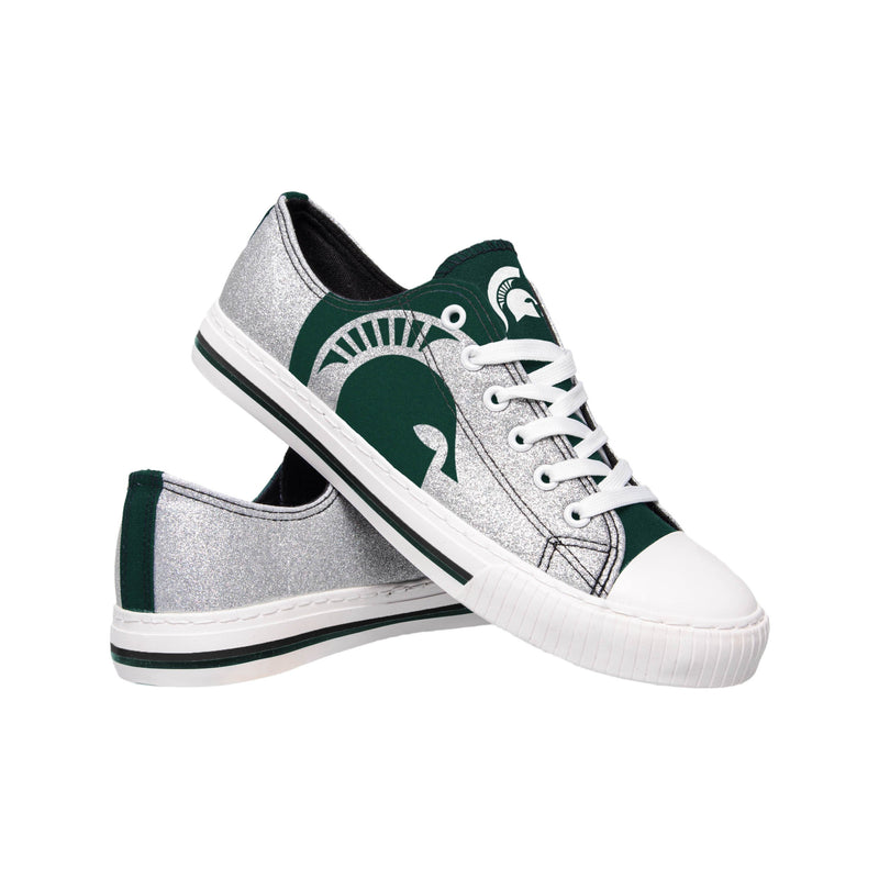 Michigan State Spartans NCAA Womens Glitter Low Top Canvas Shoes