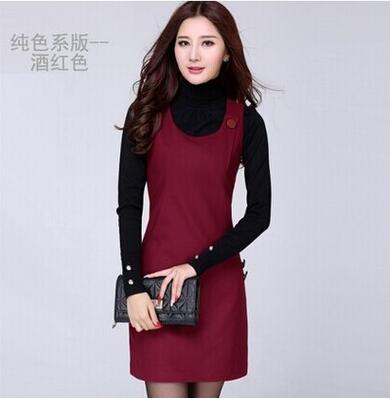 Women dress High quality fashion large, multi-pocket autumn winter dresses primer slim sleeveless wool vest dresses for women 01 alx