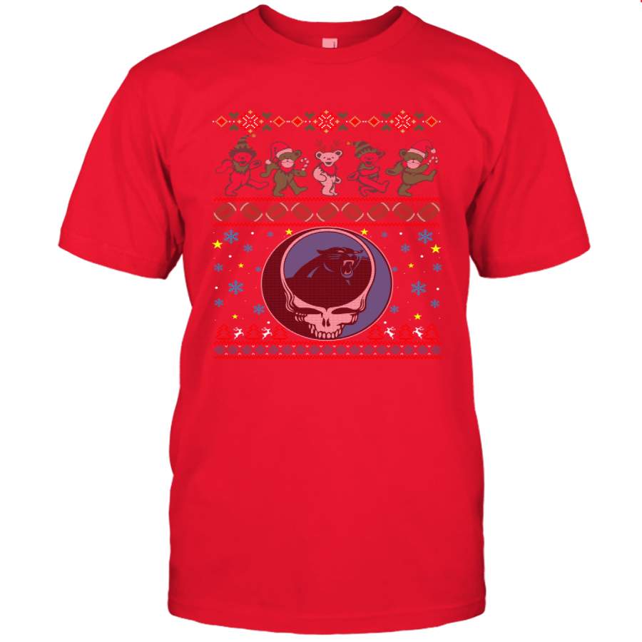 Carolina Panthers Christmas Grateful Dead Jingle Bears Football Ugly Sweatshirt Men’s T-Shirt Christmas Gift Ideas