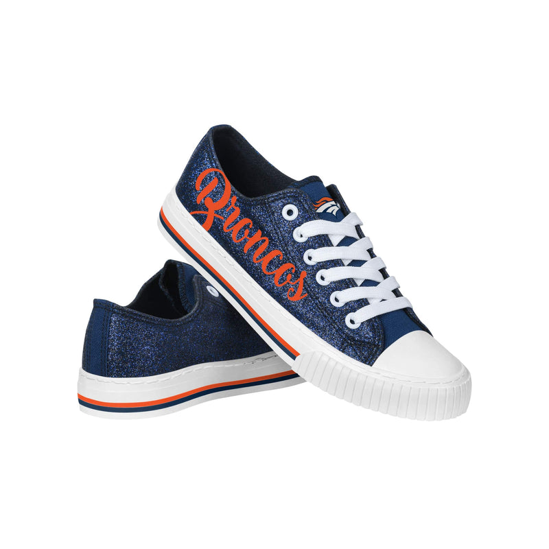 Denver Broncos NFL Womens Color Glitter Low Top Canvas Shoes