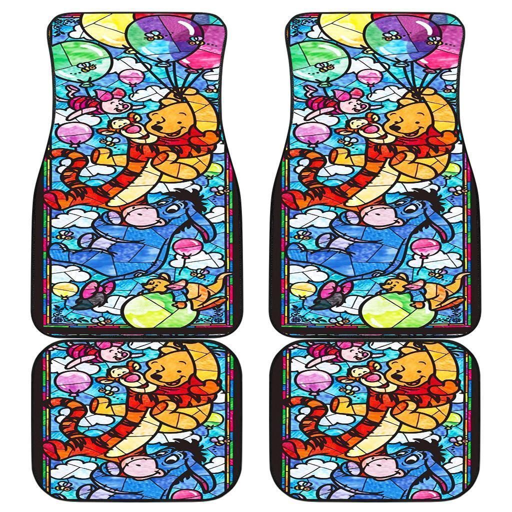 Winnie The Pooh Glass Cartoon Car Floor Mats Personalized Car Seat Floor Mat Custom Print