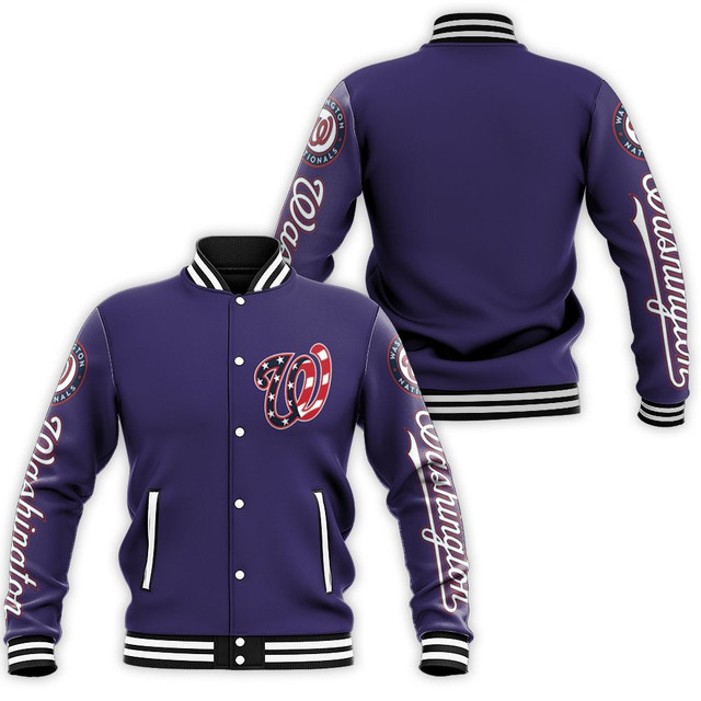 Washington Nationals Blue Us Flag Baseball Jacket