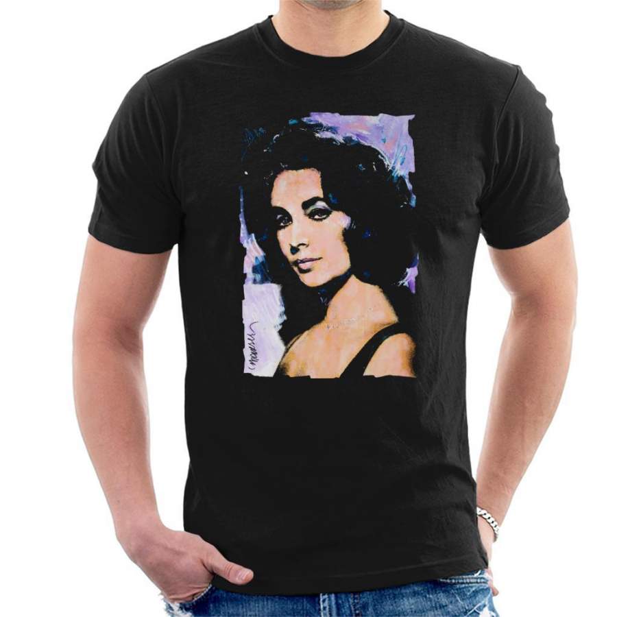 Original Portrait Of Actress Elizabeth Taylor Men’s T-Shirt