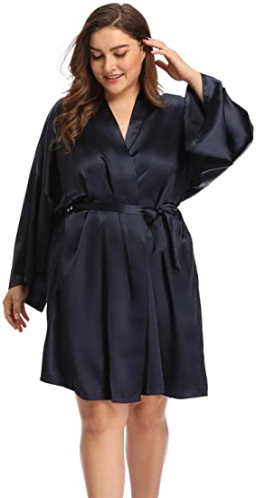 Bridesmaid Robes Silk Robe Bride Robe Short Satin Robe Women Wedding Robe Bathrobe Sleepwear Dressing Gown Plus Size Belt alx