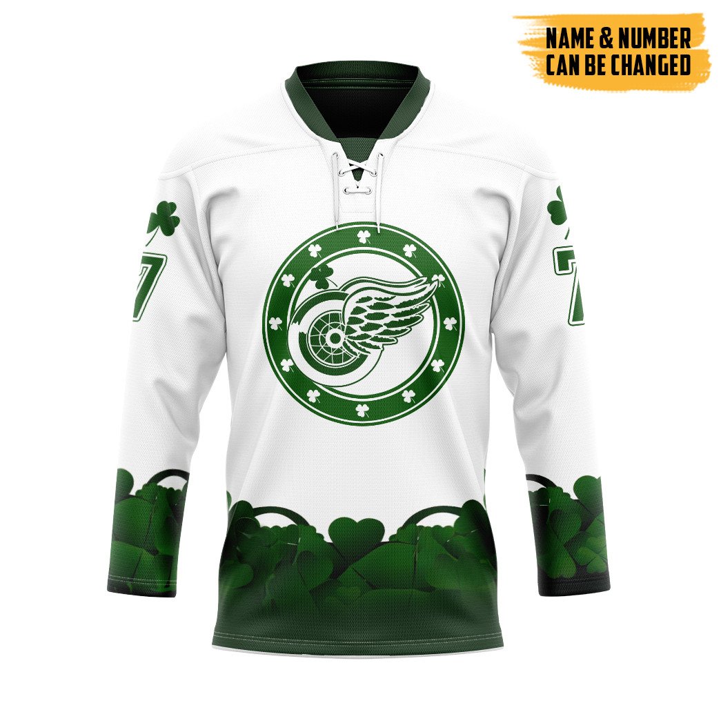 Gearhumans 3D Detroit Red Wings 2022 St Patrick Day Custom Name Custom Number Hockey Jersey