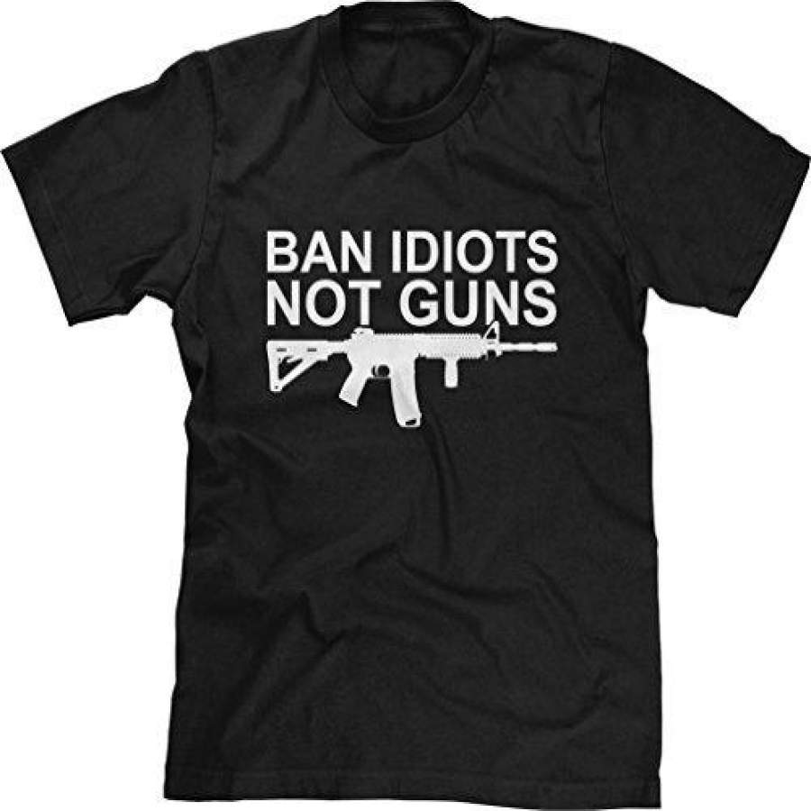 Ban Idiots Not Guns Fashion Short Sleeved T-Shirts Black Summer Funny Tee Shirt For Men