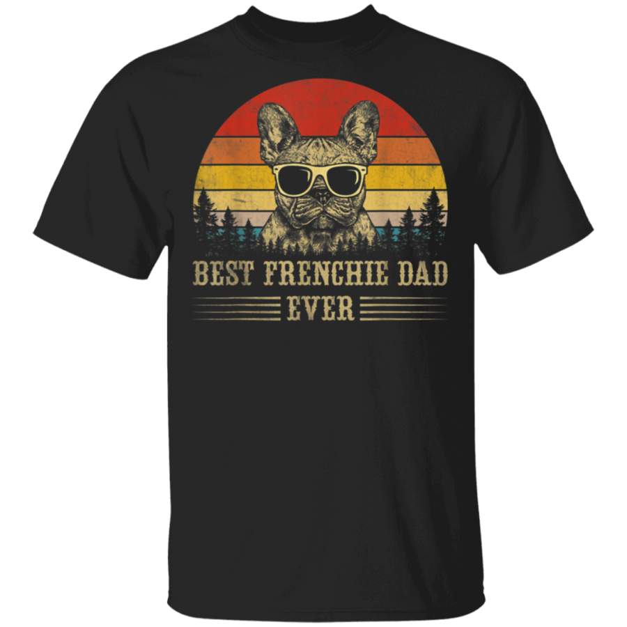 Mens Retro Vintage French Bulldog Best Frenchie Dad Ever T-Shirt