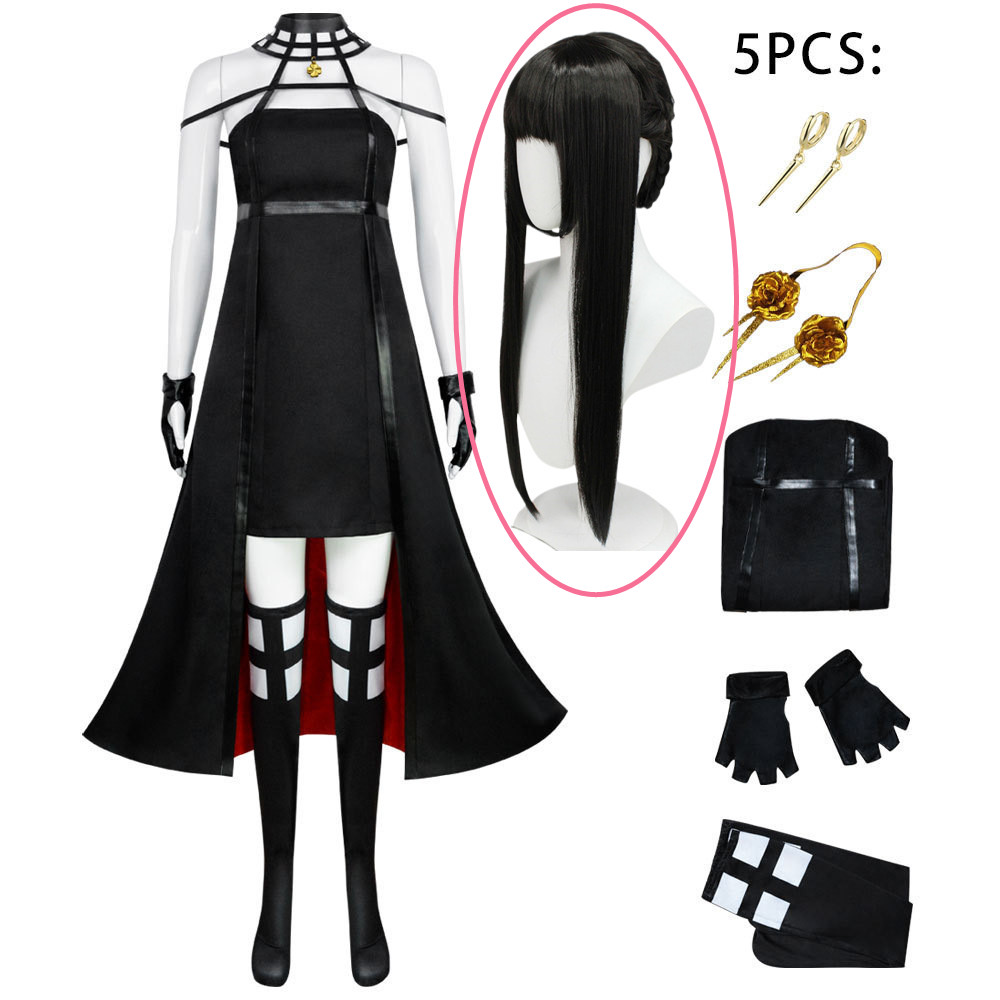 Anime Spy X Family Yor Forger Cosplay Costume Dress Suit Black Red Skirt Set alx