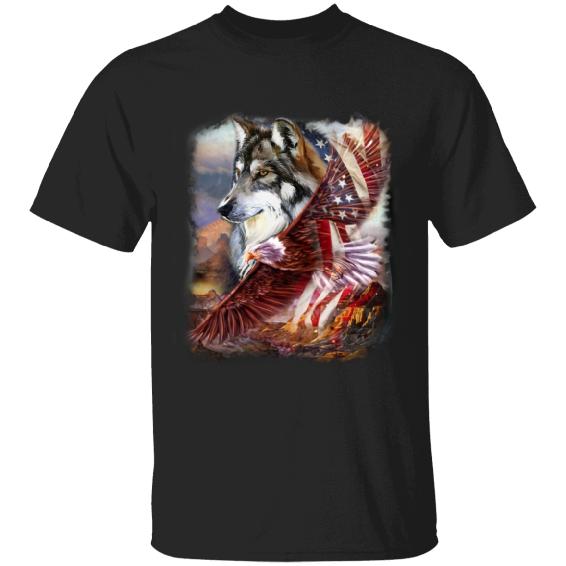 American Flag Wolf Patriot T-shirt