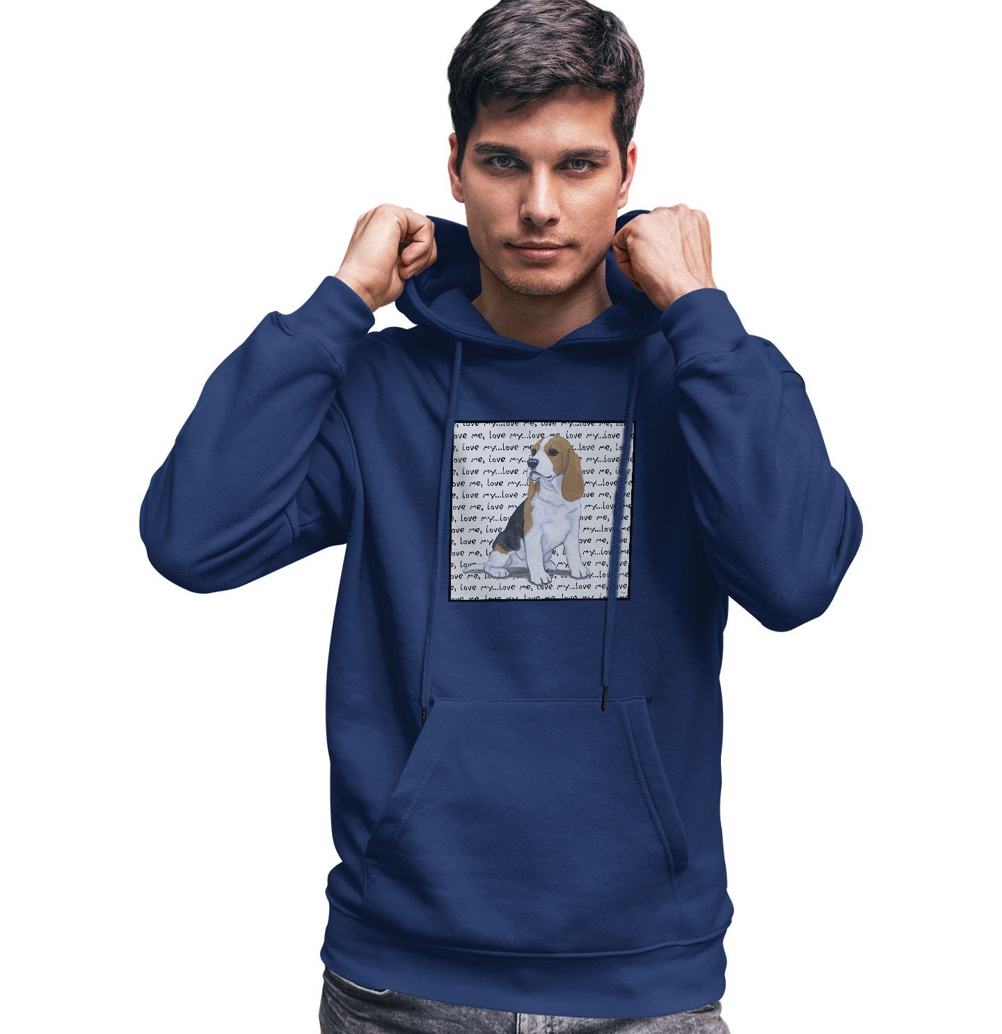 Beagle Puppy Love Text – Adult Unisex Hoodie Sweatshirt