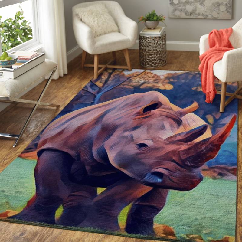 The Rhino – Animals Area Rug Carpet