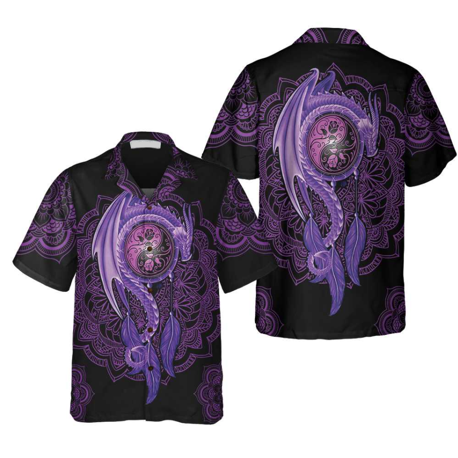 Neon Purple Dragon Mandala Hawaii Shirt Ha8227