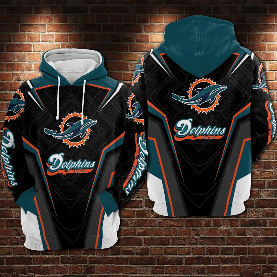 Miami Dolphins Hoodie Square Pattern Pullover Sweatshirt For Fans