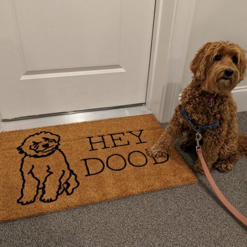 Hey Dood Funny Dog Doormat | Golden Doodle Welcome Mat | Gift For Dog Lover | Birthday Gift | Housewarming Gift | Goldendoodle Gift Doormat All Over Printed