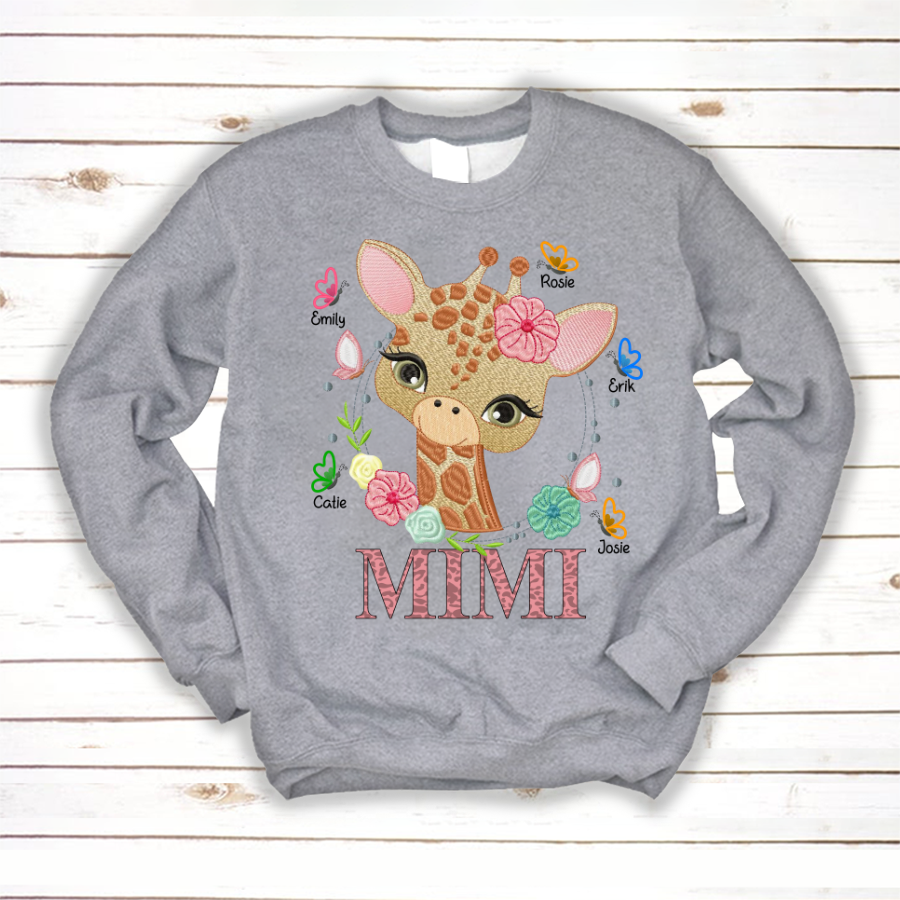 Mimi And Grandkids Giraffe Butterfly Sweatshirt