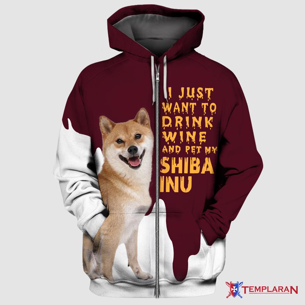 Shiba Inu 3D Full Printing Zip Hoodie