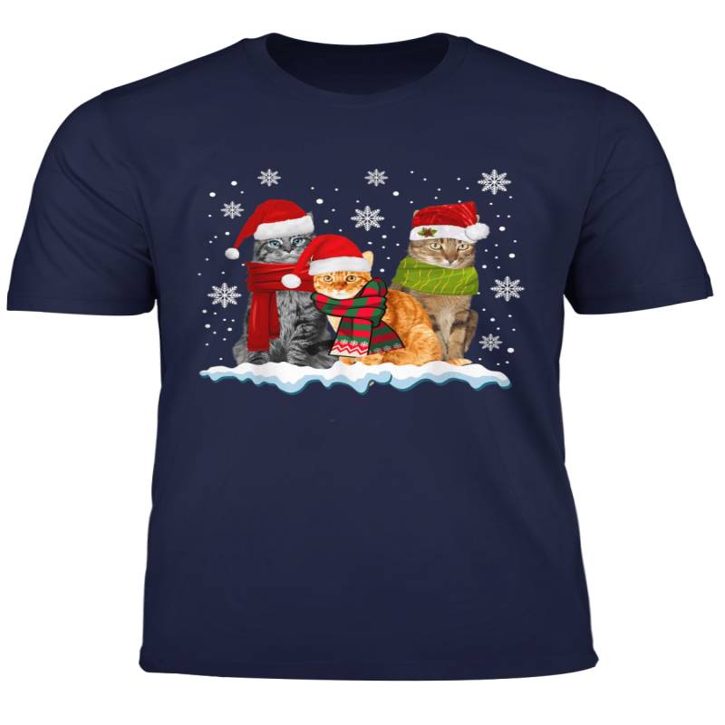 Three Cats Christmas Gift For Cat Kitten Lover X Mas Snow T Shirt