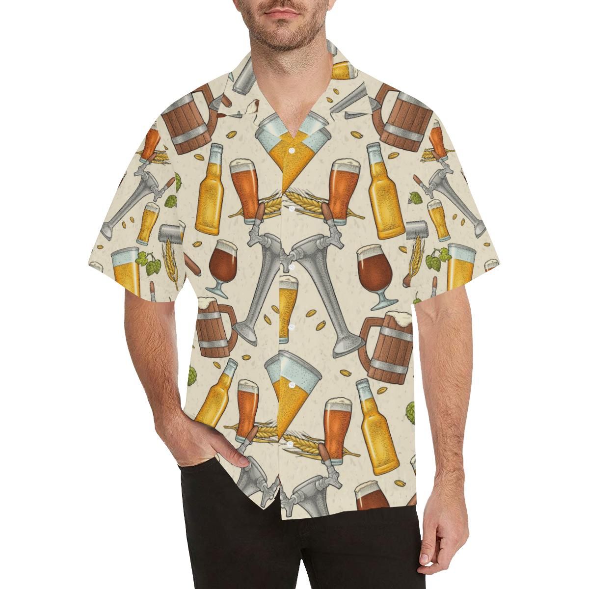 Beer Pattern Men’s All Over Print Hawaiian Shirt