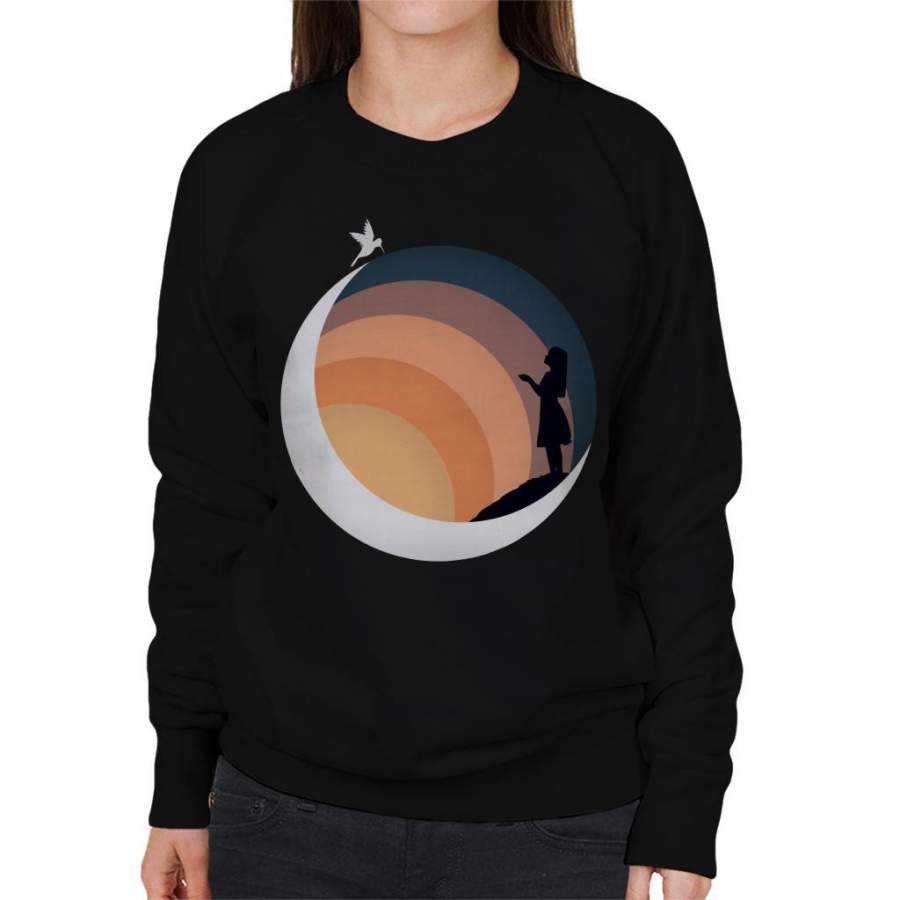 Moonlight Girl And Hummingbird Women’s Sweatshirt