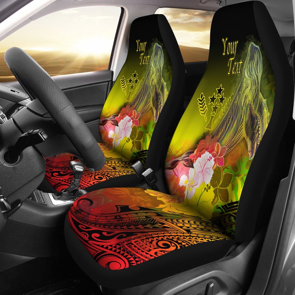 Kosrae Custom Personalised Car Seat Covers – Humpback Whale with Tropical Flowers (Yellow) – BN18