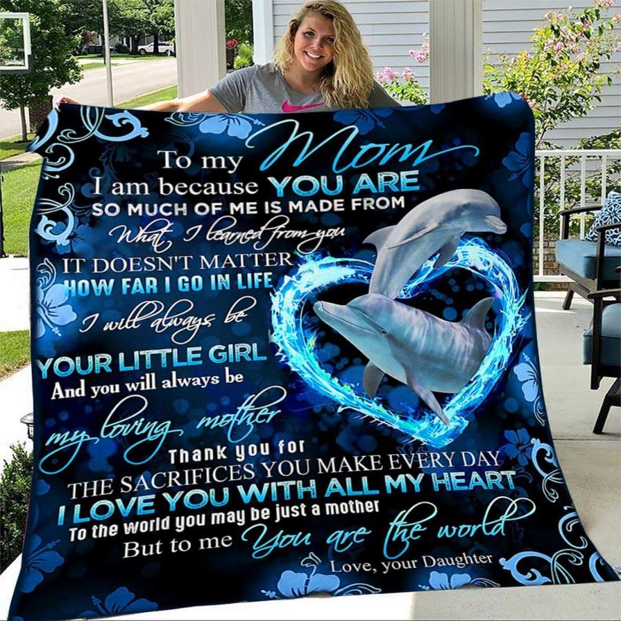 Blanket To My Mom Dolphin Blanket – Gift For Mom – Quilt Blanket Family Gift Ideas