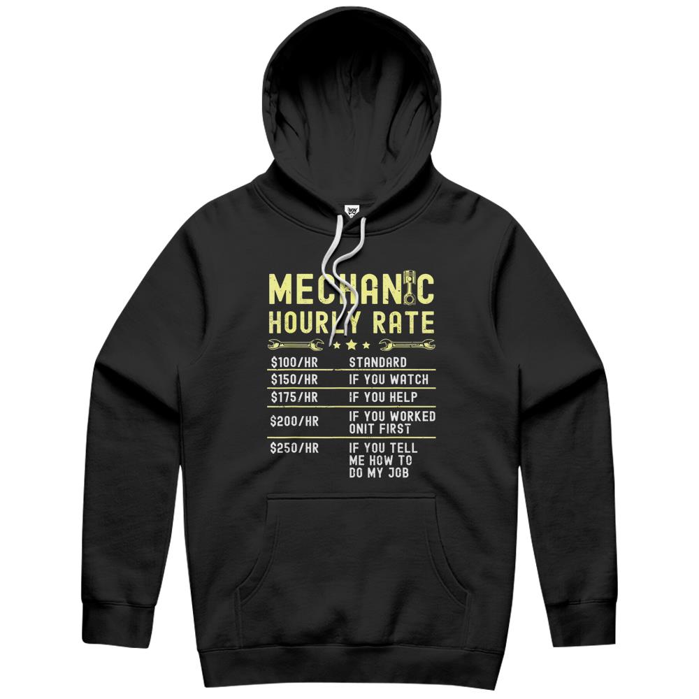 Mechanic Hourly Rate Labor Rates Funny Vintage Graphic Hoodie