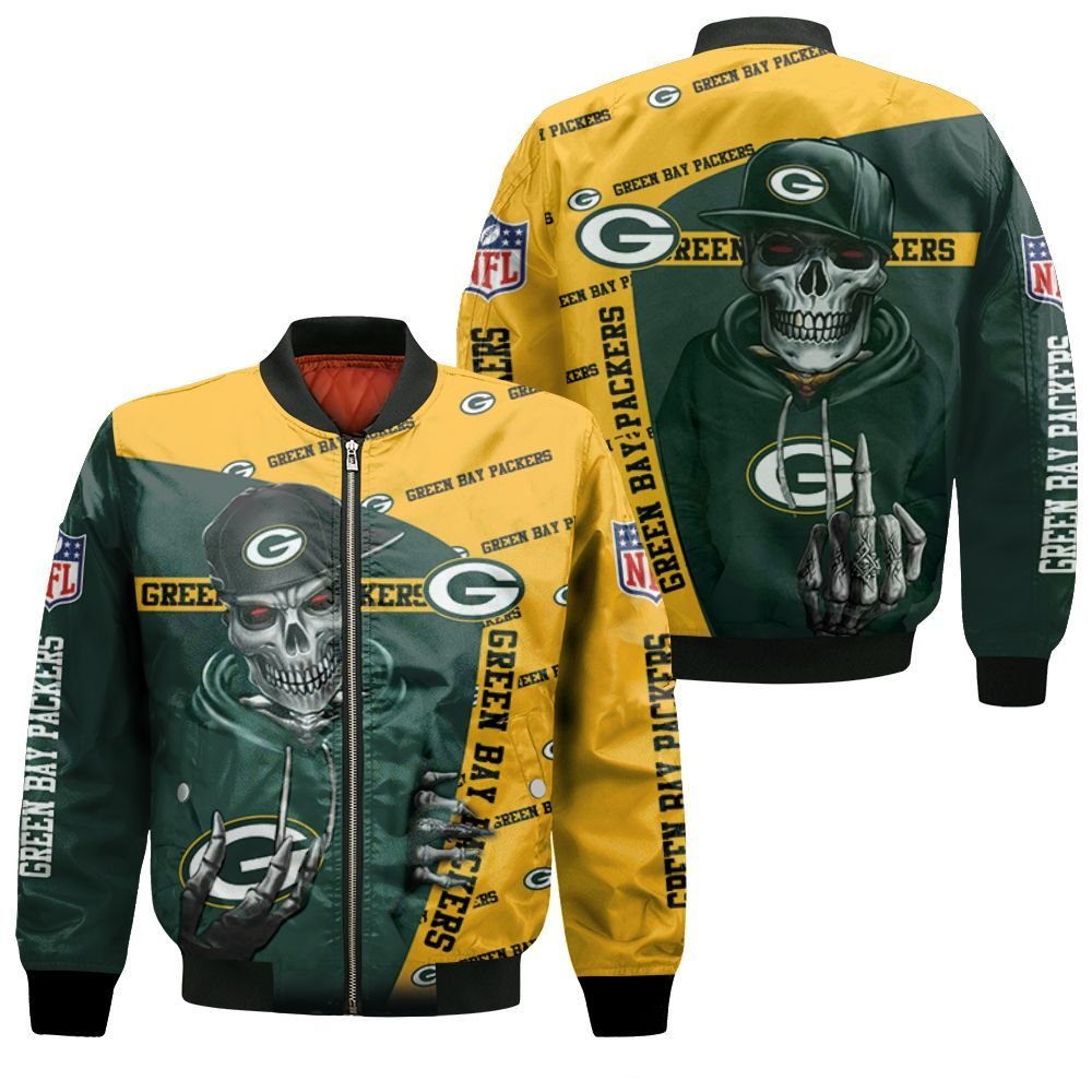 Green Bay Packers Hiphop Skeleton Fan 3D T Shirt Hoodie Sweater Bomber Jacket