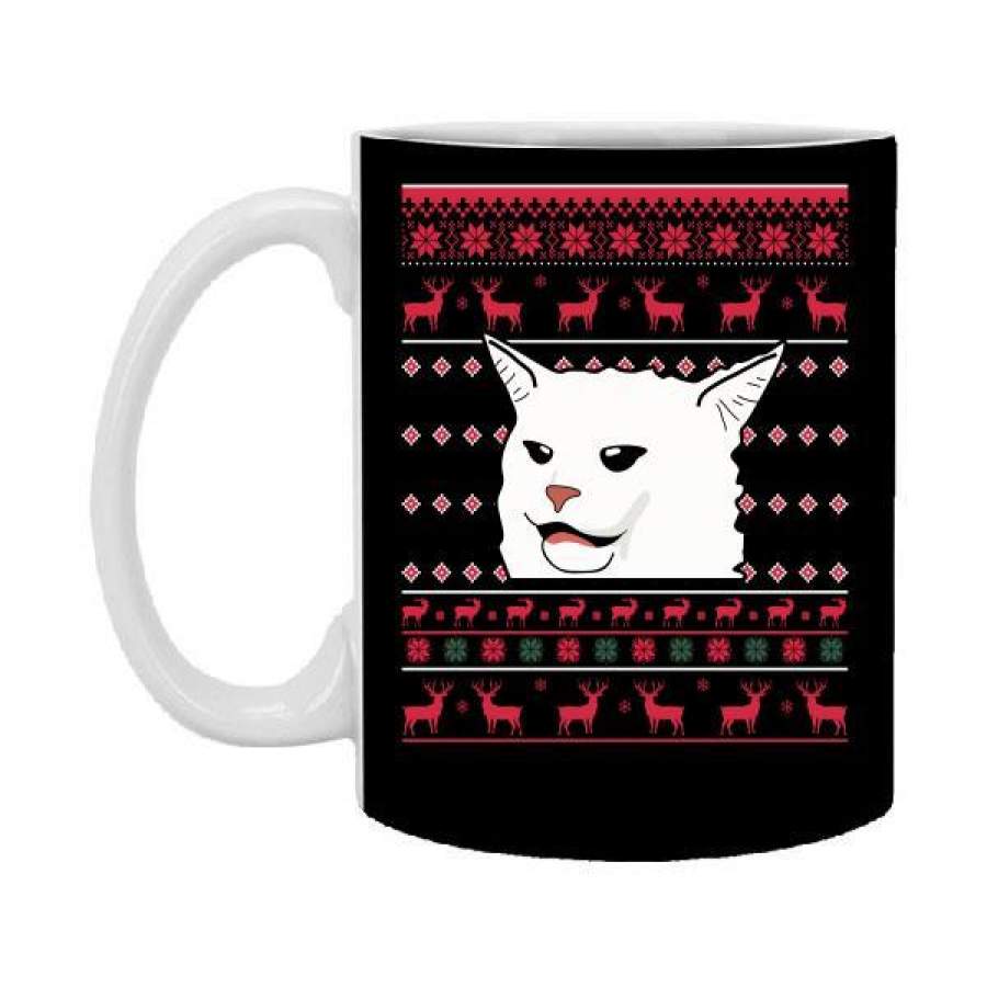 Cat Woman Yelling At Cat Ugly Christmas 11 oz Mug