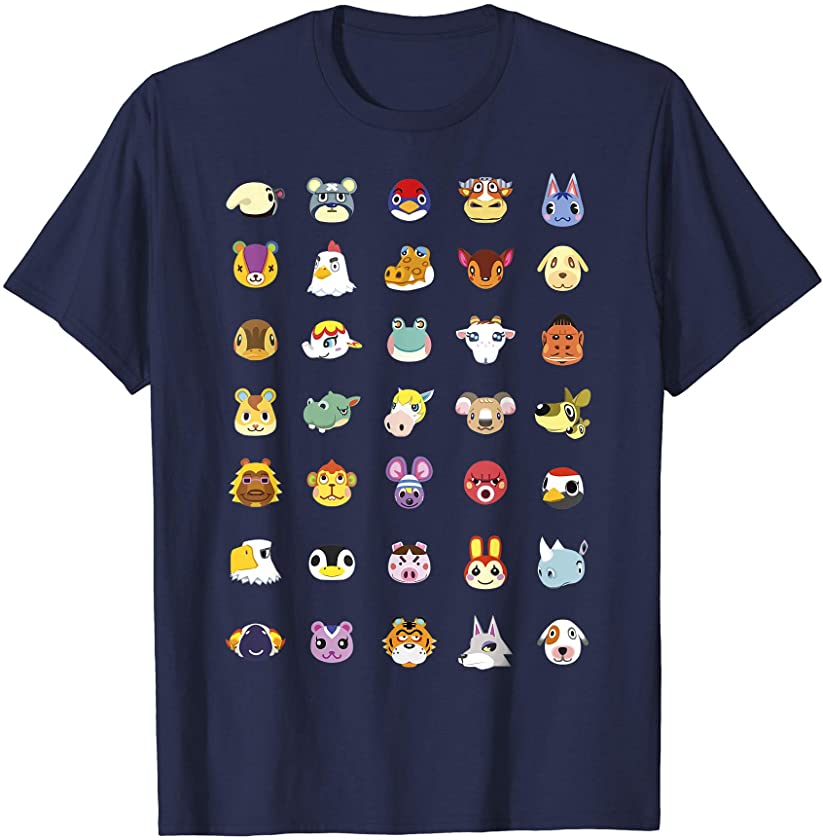 Animal Crossing New Horizons Group Shot Character Faces T-Shirt