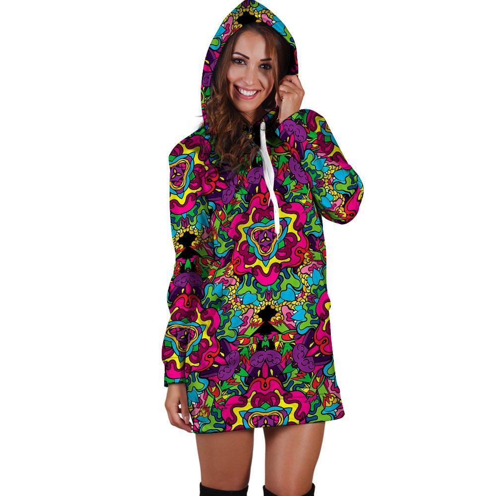 Animal Hippie Psychedelic Hoodie Dress