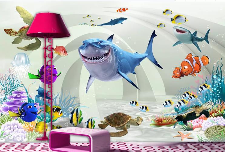 3D Stereo Space Underwater World Animal Wall Mural Wallpaper Lqh 153