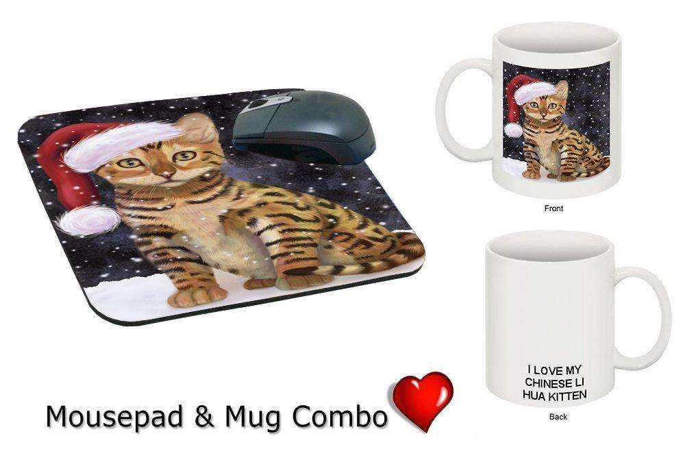 Let It Snow Happy Holidays Chinese Li Hua Kitten Christmas Mug & Mousepad Combo Gift Set Mmcg0820