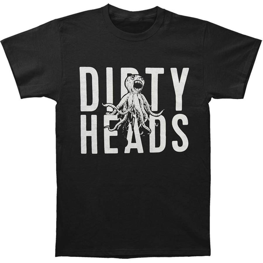 Fashion Men Summer T-shirt Printed T-shirt Dirty Heads Men’s Octopus Slim Fit T-shirt Black