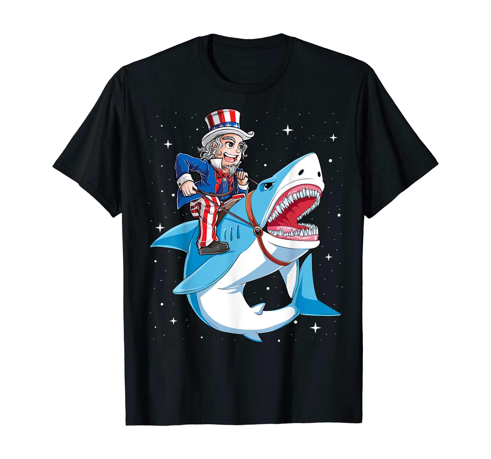 Uncle Sam Riding Shark T Shirt 4Th Of July Kids Boys Jawsome