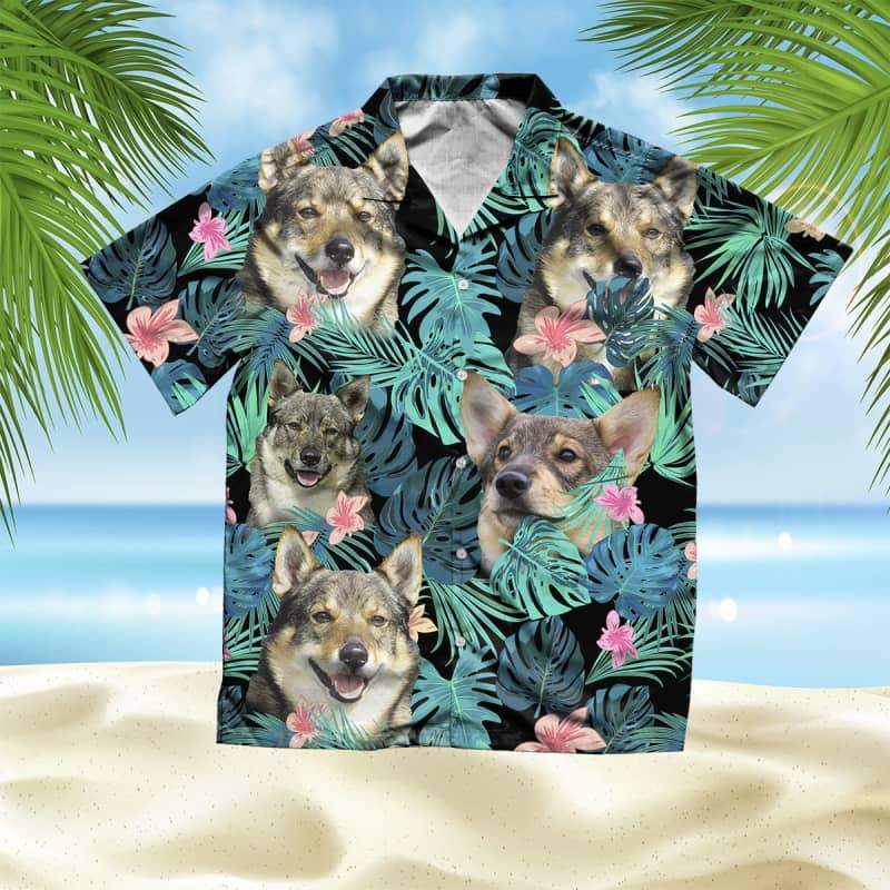 Swedish Vallhund Hawaiian Shirt, Dog Summer Leaves Hawaiian Shirt, Unisex Print Aloha Short Sleeve Casual Shirt