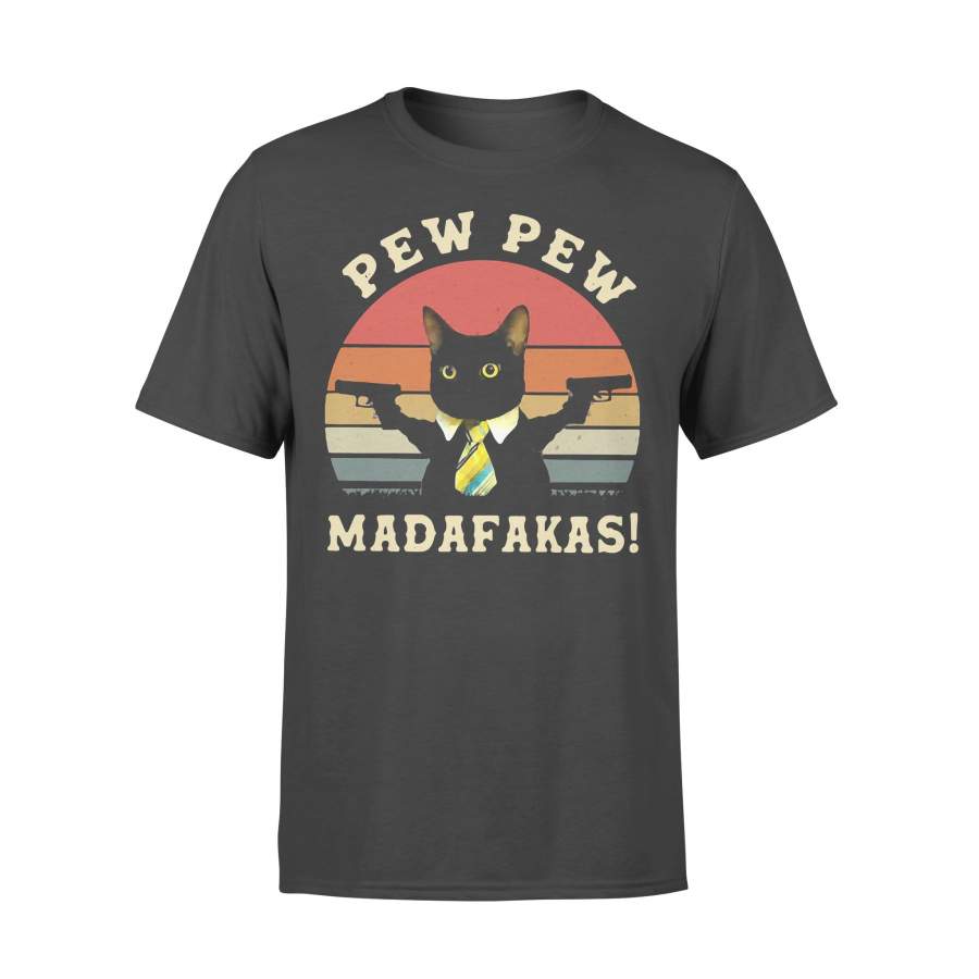 Black Cat Pew Pew Madafakas Vintage T-shirt