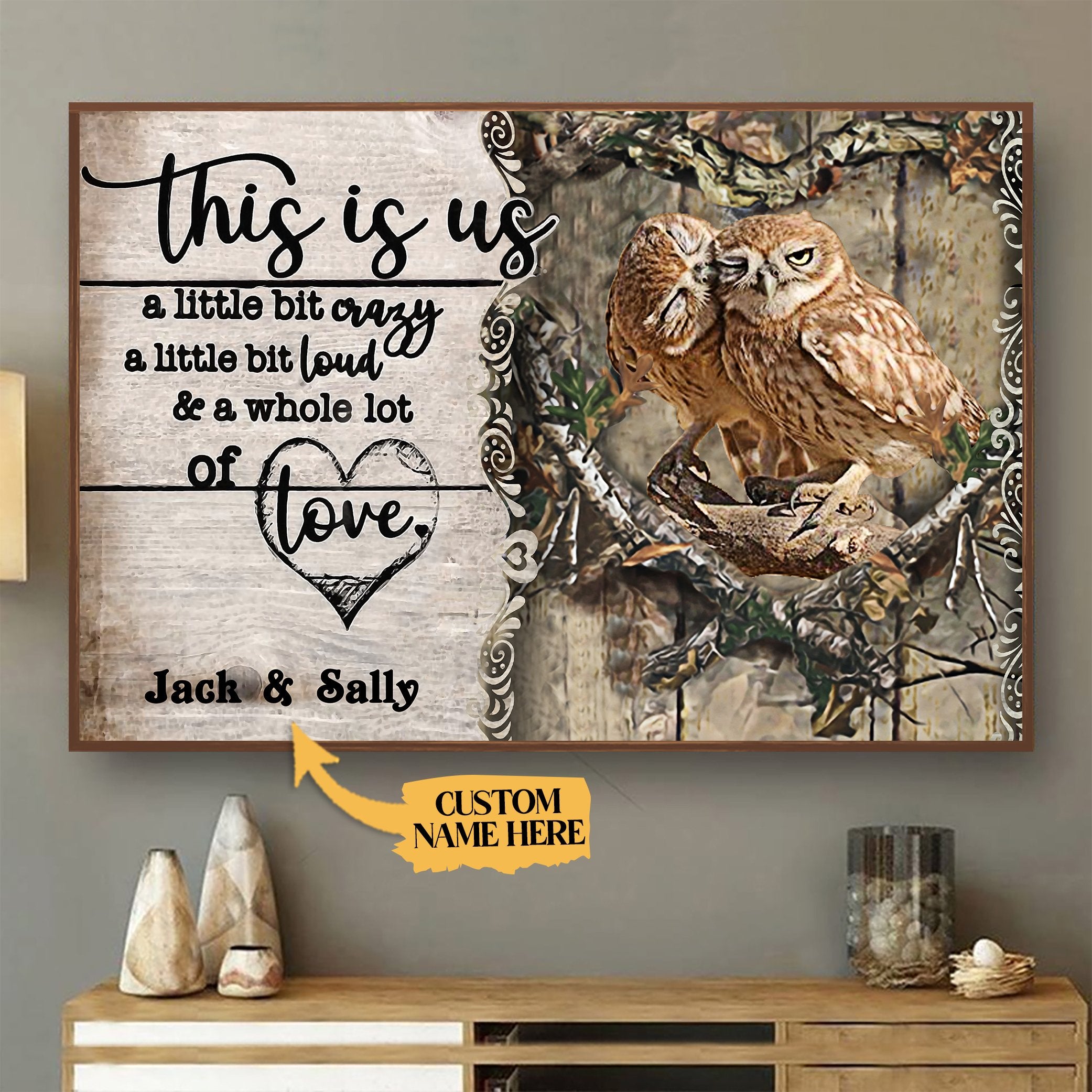 Aeticon Gifts Personalized Owl This Is Us Canvas Mom Dad Gift Home Decor