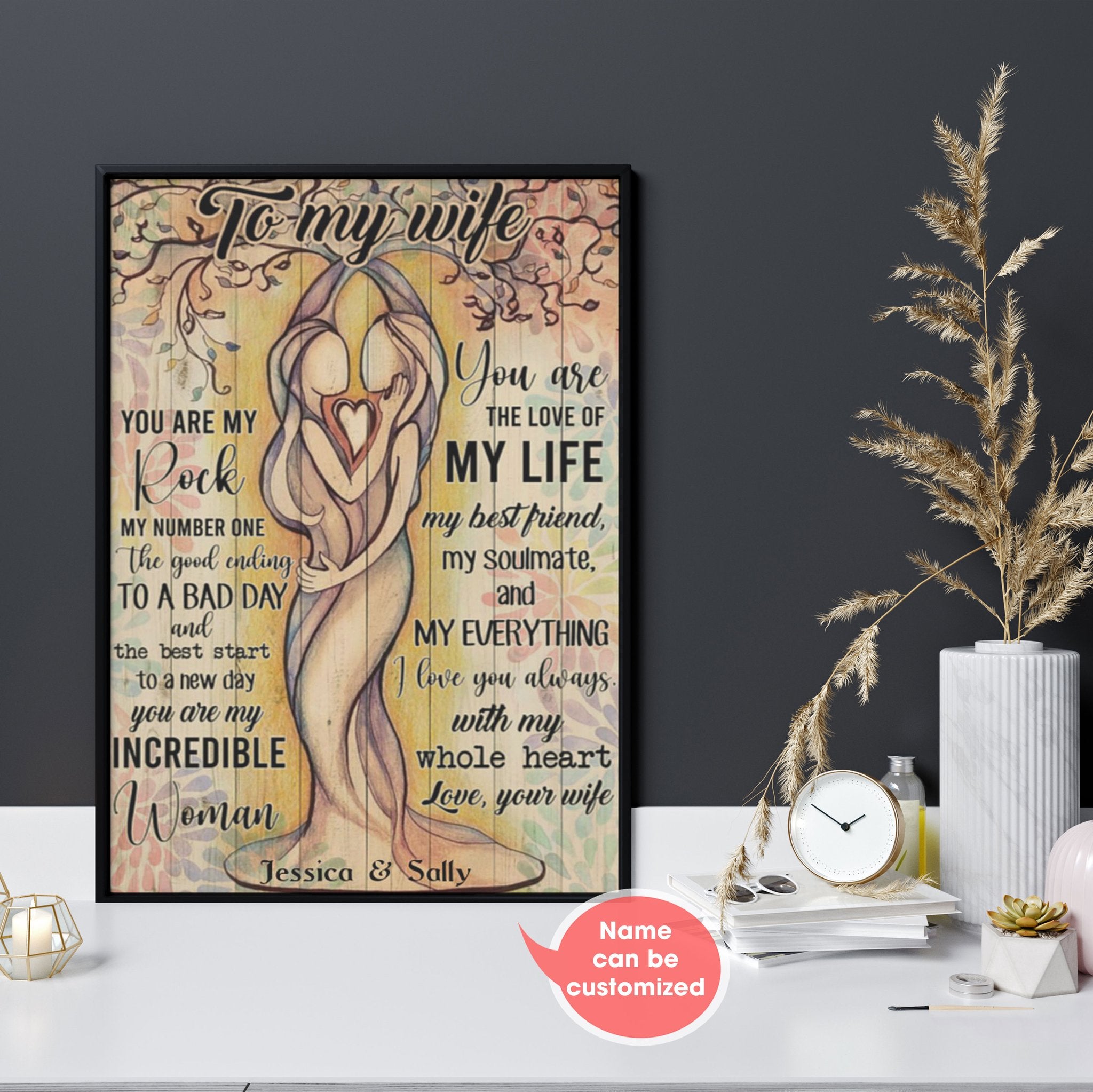 To My Wife Girl Couple Customized Canvas Poster Wall Art, Poster Print, Canvas Print Wall Decor