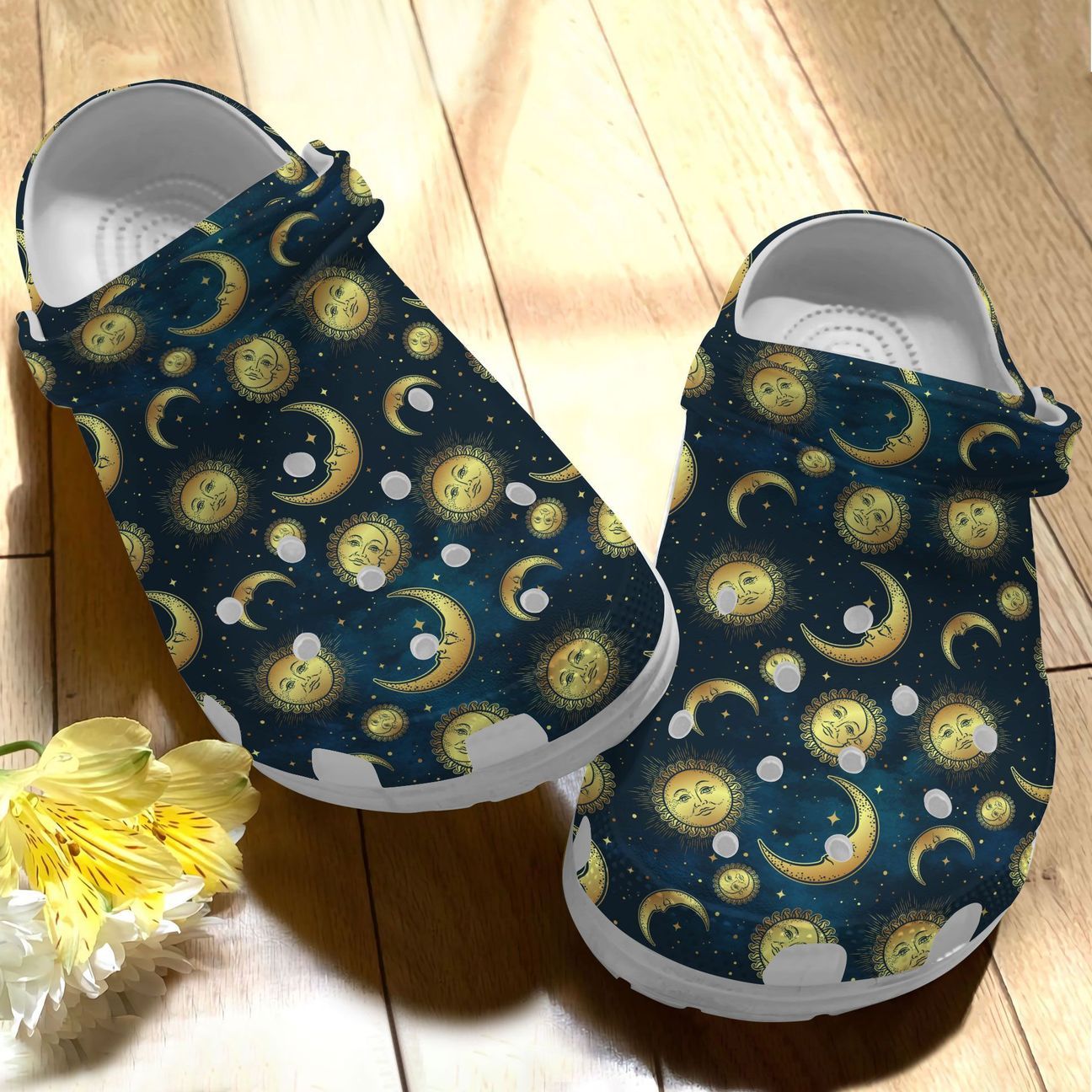 Wicca Personalize Clog, Custom Name, Text, Fashion Style For Women, Men, Kid, Print 3D Wicca Sun And Moon